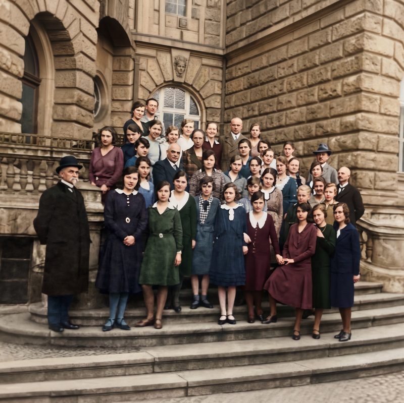Klassenfoto vor dem Richard-Wagner-Lyzeum, Alt-Pankow